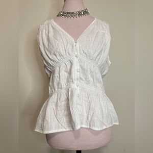 Rye Grass Elegant White Women's v-neck tank top 100% cotton in size XL